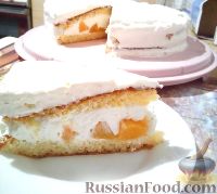 Фото к рецепту: Персиковый торт со сливочным кремом-суфле