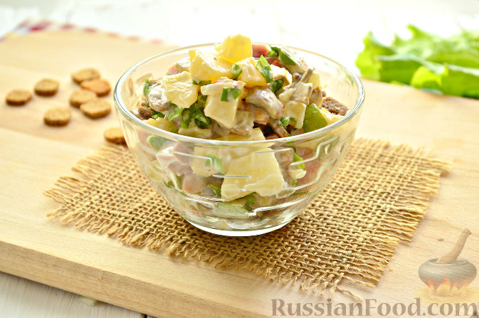 Салат с грибами, сыром и яйцами, пошаговый рецепт на ккал, фото, ингредиенты - mizuko