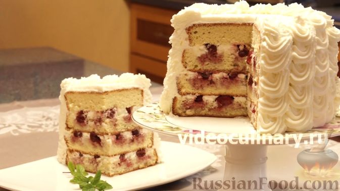 Рецепт Бисквитного Торта С Вишней Фото