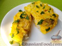 Фото к рецепту: Спинка минтая, запеченная с яйцом