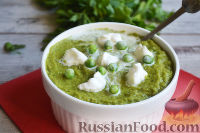 Фото к рецепту: Крем-суп из зеленого горошка и салата айсберг