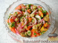Фото к рецепту: Салат из баклажанов и помидоров