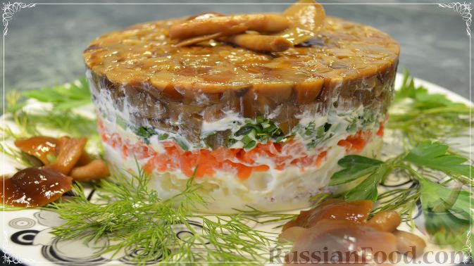 Салат Грибная поляна с шампиньонами - рецепт | Идеи для блюд, Национальная еда, Шампиньоны
