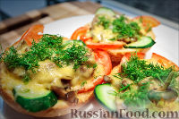 Фото к рецепту: Холостяцкий ужин № 9. Горячие бутерброды с грибами под сыром