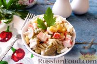Фото к рецепту: Салат из крабовых палочек, с макаронами