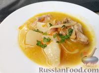 Фото к рецепту: Суп из мяса кролика с макаронными изделиями