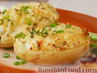 Фото к рецепту: Запеченный картофель, фаршированный сыром фета