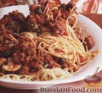 Фото к рецепту: Спагетти с мясным соусом по-итальянски