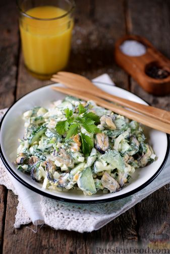 Тёплый салат из мидий - пошаговый рецепт с фото | Азбука рецептов