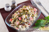 Фото к рецепту: Салат с крабовыми палочками и морской капустой