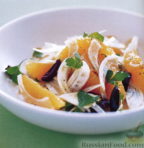 Рецепт Салат из фенхеля с апельсинами и петрушкой