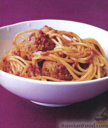 Рецепт Спагетти с тефтелями из индейки