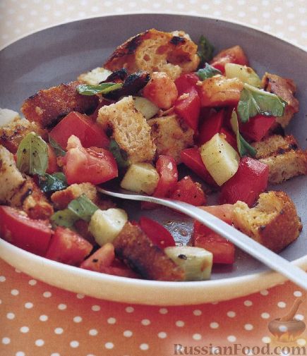 Рецепт Хлебный салат с помидорами (Панзанелла)