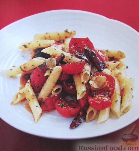 Рецепт Макароны с томатами и оливками
