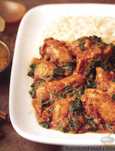 Рецепт Курица со шпинатом и индийскими пряностями