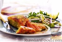 Фото к рецепту: Семга с васаби и салат из огурцов