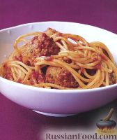 Фото к рецепту: Спагетти с тефтелями из индейки