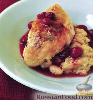 Фото к рецепту: Курица под клюквенным соусом