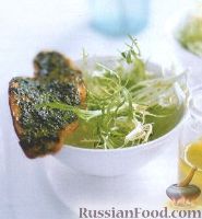 Фото к рецепту: Салат фризе с гренками и соусом Песто