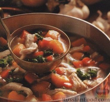 Рецепт Куриный суп с тыквой и брокколи