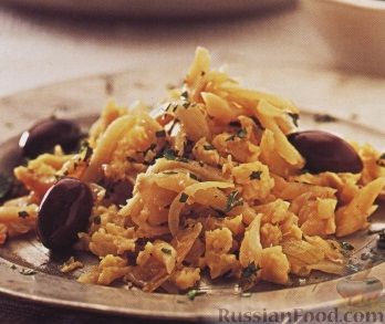 Рецепт Картофель фри с рыбой, яйцами и луком
