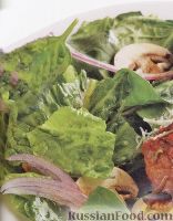 Фото к рецепту: Зеленый салат с шампиньонами