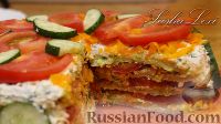Фото к рецепту: Кабачковый торт с творогом и помидорами
