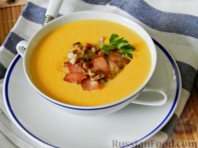 Суп-пюре из тыквы и шампиньонов - рецепт с пошаговыми фото | Меню недели