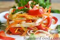 Фото к рецепту: Острый салат с крабовыми палочками и овощами