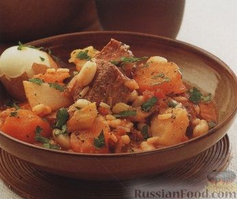 Рецепт Сборное рагу из овощей, мяса, фасоли, перловки и риса