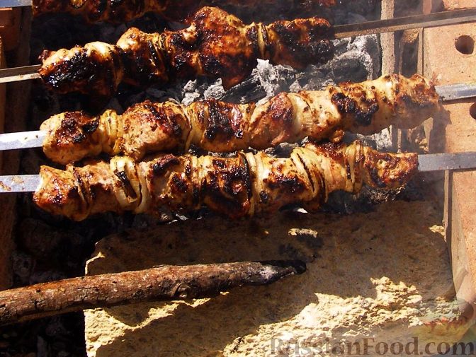 Традиционный шашлык из свинины с уксусом, майонезом и луком – пошаговый рецепт приготовления с фото