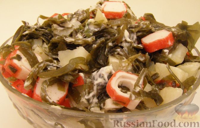 Салат из крабовых палочек и морской капусты – пошаговый рецепт приготовления с фото