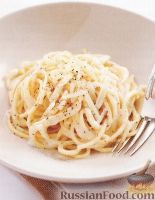 Фото к рецепту: Спагетти с сыром и сливками