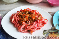 Фото приготовления рецепта: Цветные гнезда из спагетти (в духовке) - шаг №42