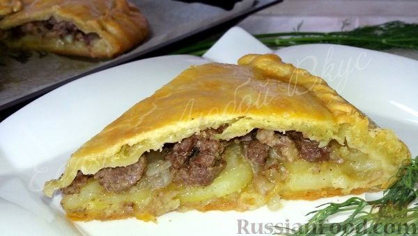 Пирог с мясом и картошкой, пошаговый рецепт на ккал, фото, ингредиенты - Лана