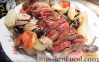 Фото приготовления рецепта: Мясная "книжка" с овощами и грибами - шаг №7