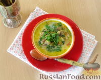 Фото приготовления рецепта: Куриный суп с грибами и плавленым сыром - шаг №17