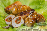 Фото к рецепту: Куриные рулетики с грибами, сыром и болгарским перцем