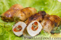 Фото приготовления рецепта: Куриные рулетики с грибами, сыром и болгарским перцем - шаг №6