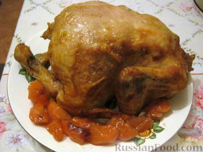 Рецепт Запеченная курица, фаршированная айвой