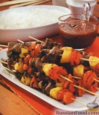 Рецепт Шашлык из мяса, ананаса и болгарского перца