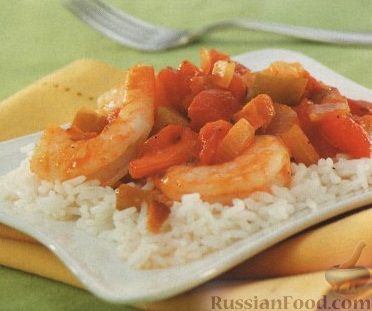 Рецепт Овощи с креветками, тушенные в томатном соусе