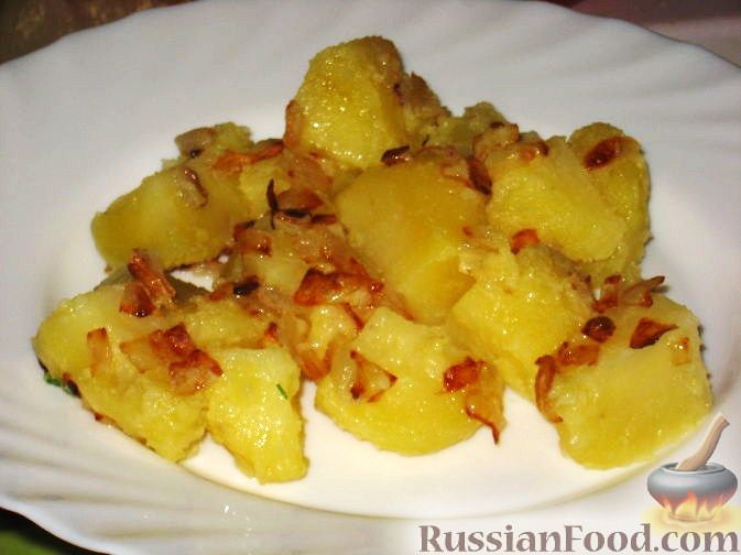Рецепт Отварной картофель с жареным луком