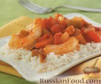 Фото к рецепту: Овощи с креветками, тушенные в томатном соусе