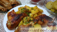 Фото к рецепту: Курица, запеченная с картофелем (в духовке)