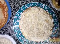 Фото приготовления рецепта: Закусочный блинный торт с курицей и грибами - шаг №6