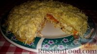 Фото приготовления рецепта: Закусочный блинный торт с курицей и грибами - шаг №8