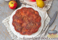 Фото приготовления рецепта: Яблочно-грушевый пирог на кефире, с овсянкой и медом - шаг №13