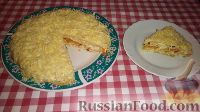 Фото приготовления рецепта: Закусочный блинный торт с курицей и грибами - шаг №9