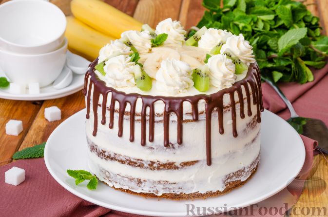 Шоколадно-банановый торт рецепт с фото пошагово